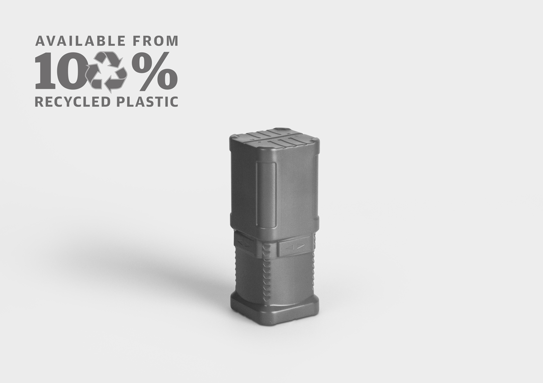 BlockPack PCR rose plastic product BlockPack made from recycled material.